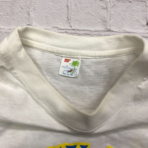 Vintage Beach Club Men T-Shirt Top Size Large Aruba Island Single Stitch B188 9C - Picture 4 of 11